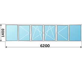 Балконное окно Provedal 6200x1400