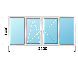 Балконное окно Provedal 3200x1400