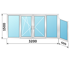 Окно на лоджию Provedal 3800x1500