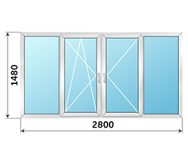 Окно на лоджию Provedal 2800x1480